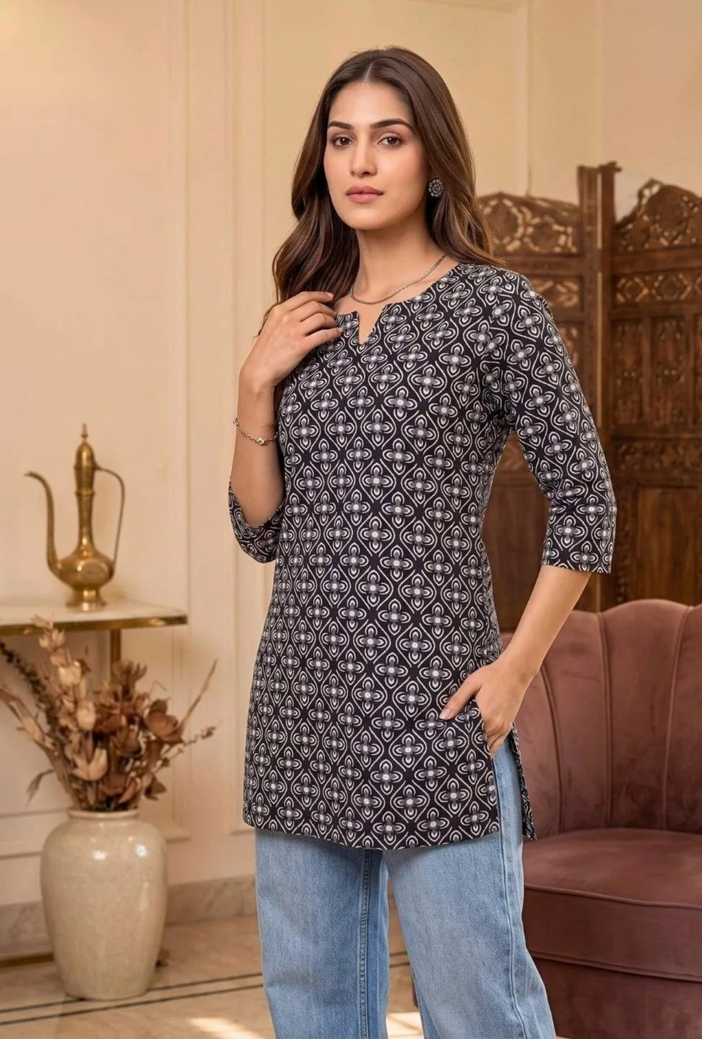 Monochrome Muse  Short Kurti