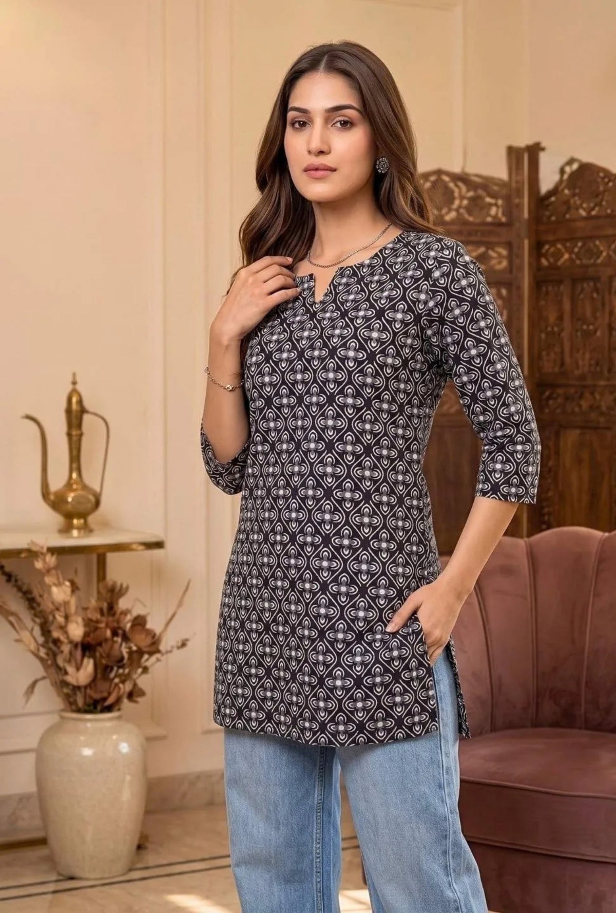 Monochrome Muse  Short Kurti
