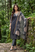 Noir Floral Elegance Suit with Dupatta