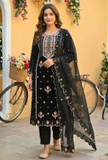 Black Enchanted Noir Embroidered  Suit with Dupatta