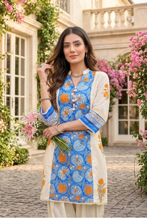 Azure Bloom Farshi Co-ord Set