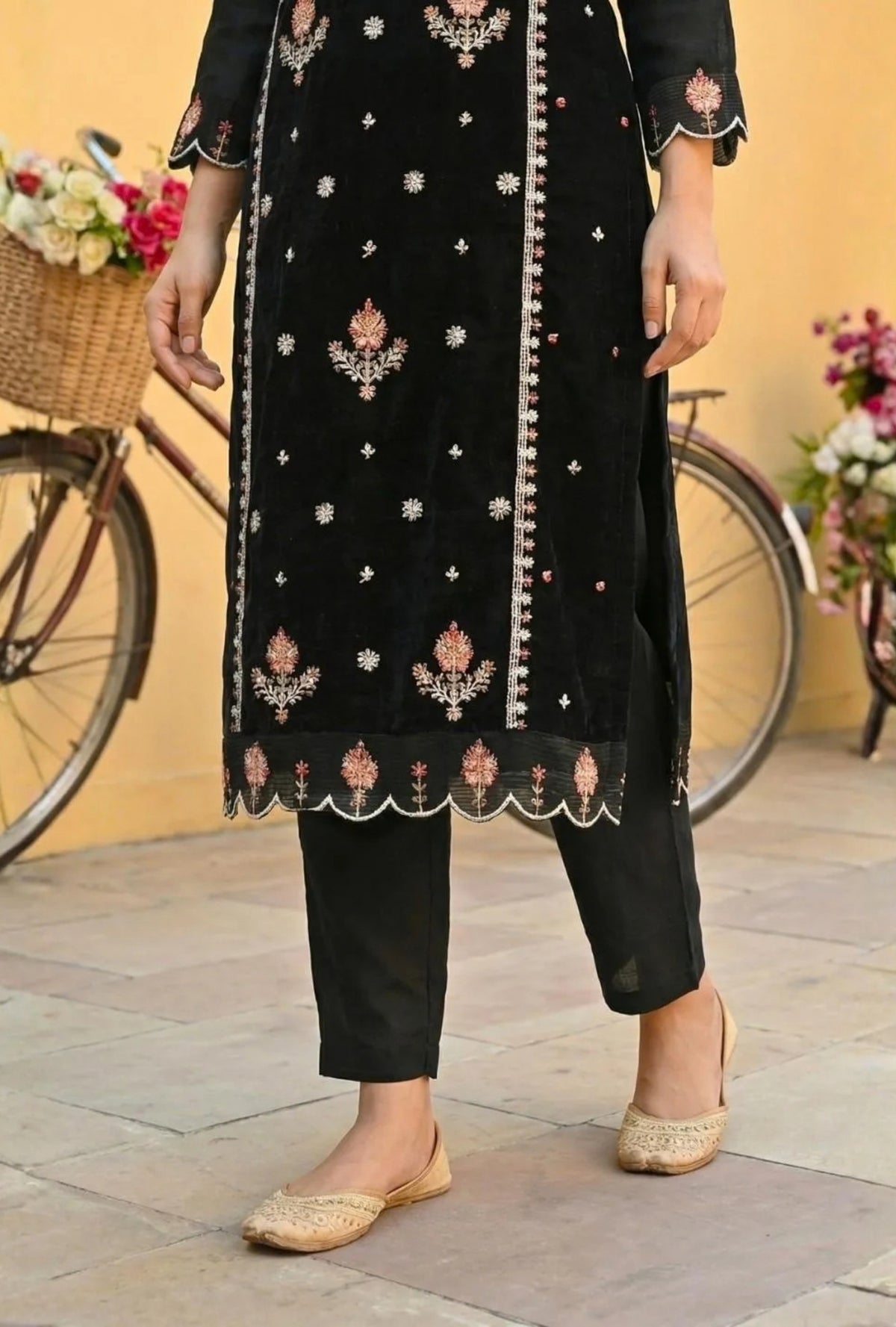 Black Enchanted Noir Embroidered  Suit with Dupatta