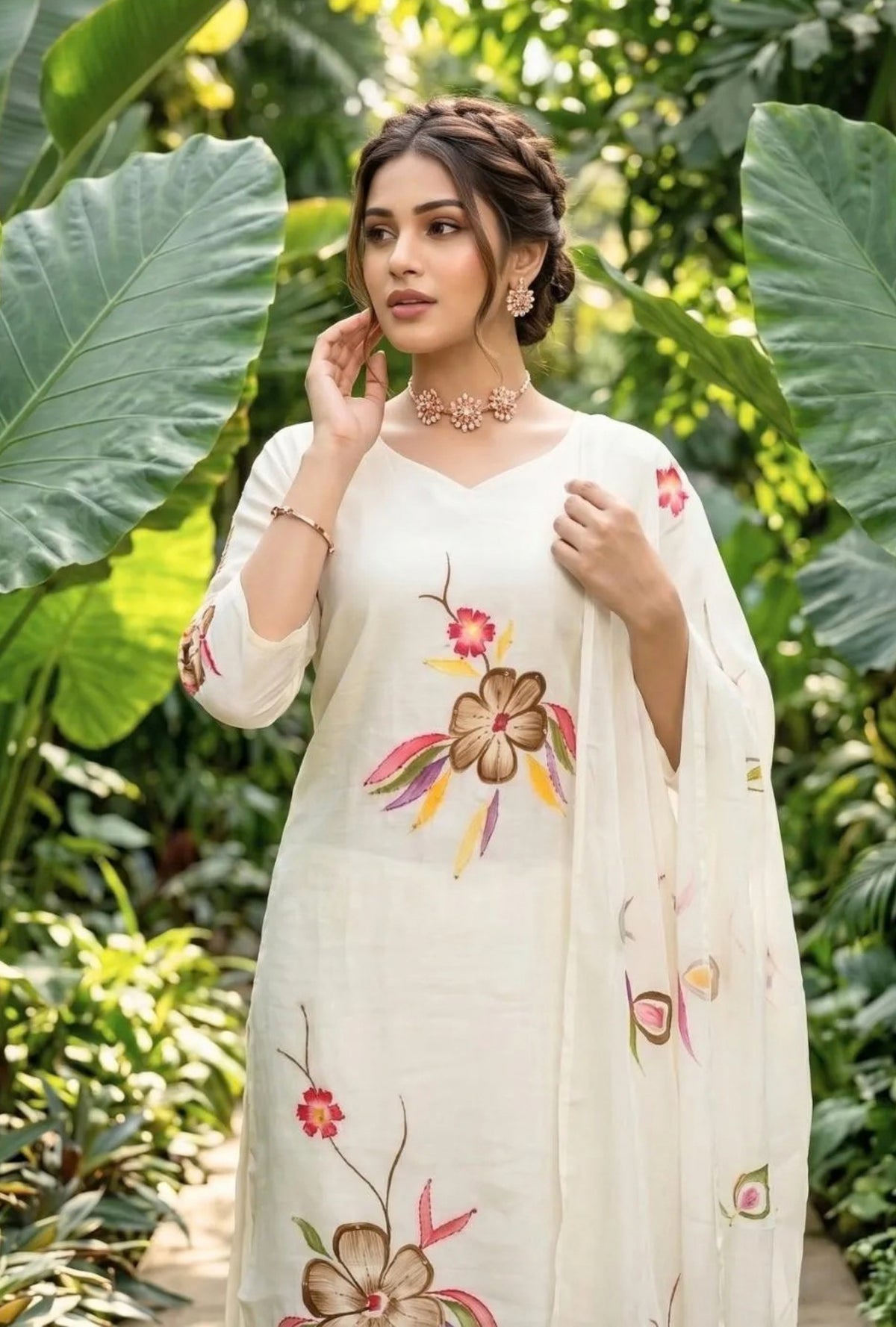 Spring Affair Suit with Brush painted Dupatta