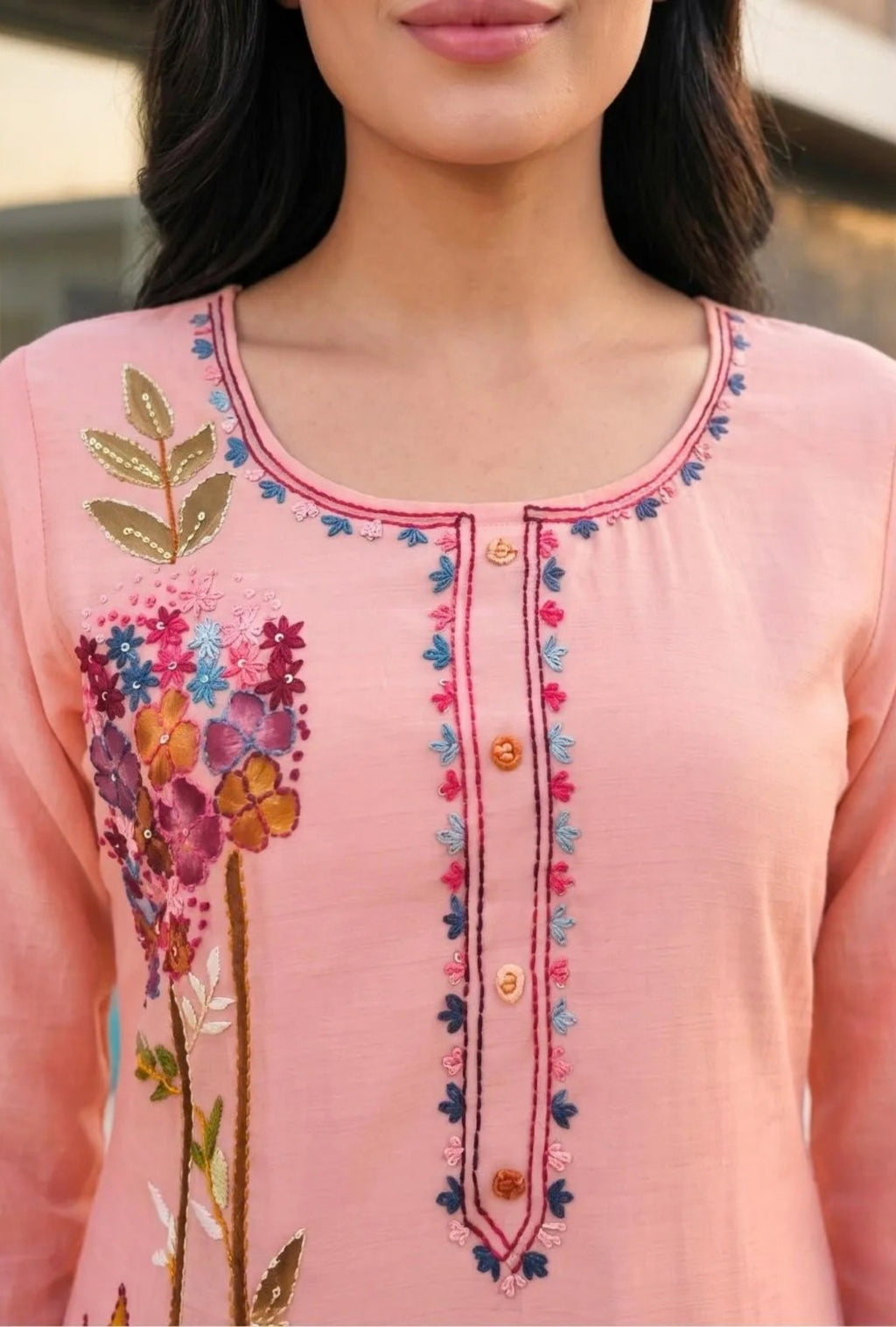 Rosevine Embroidered Suit with Dupatta