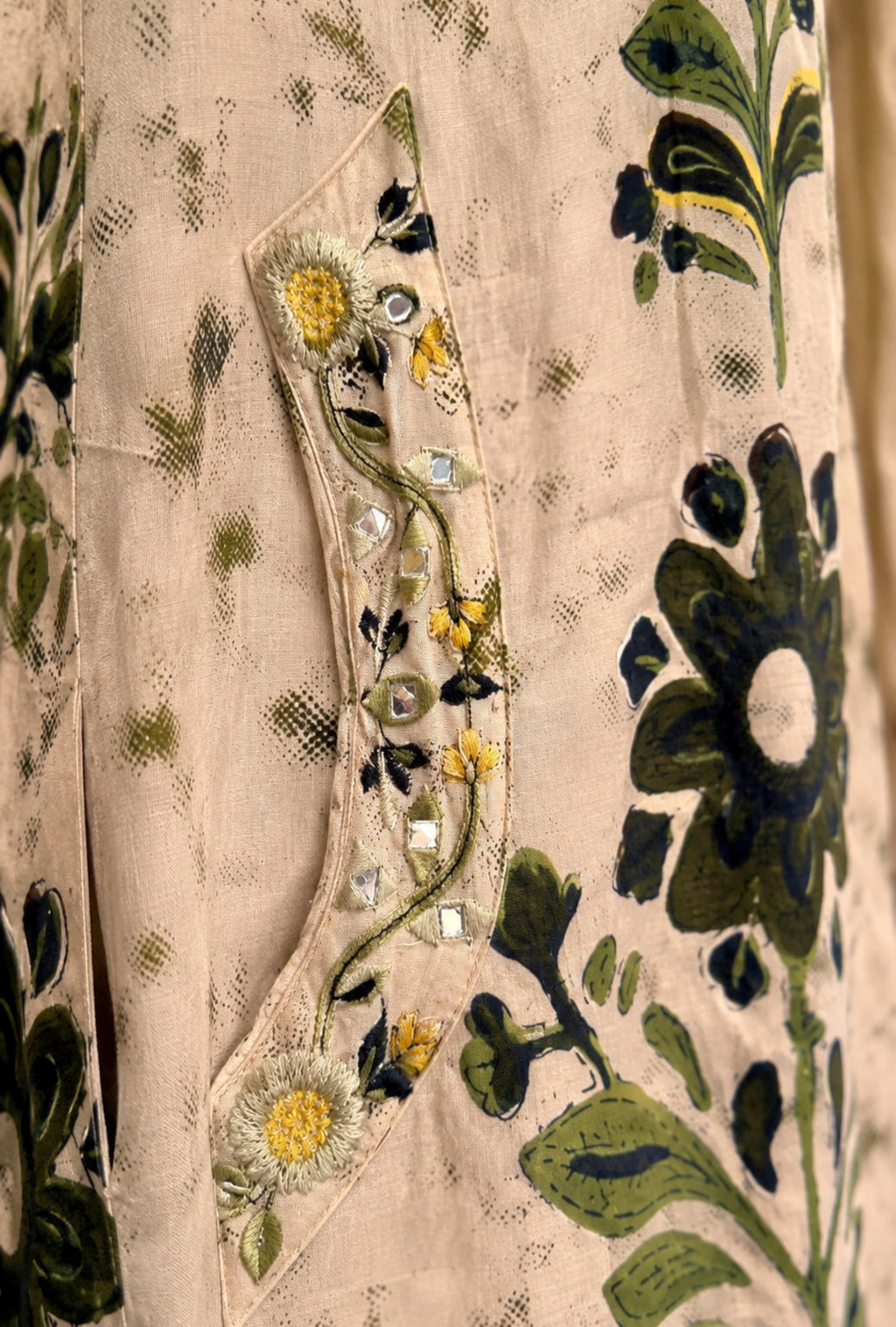 Olive Floral Suit with Dupatta