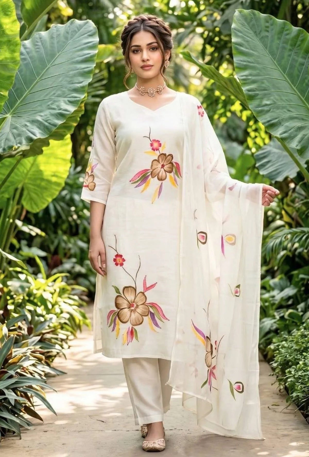 Spring Affair Suit with Brush painted Dupatta