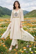 Pleated Suit with Scalping Dupatta