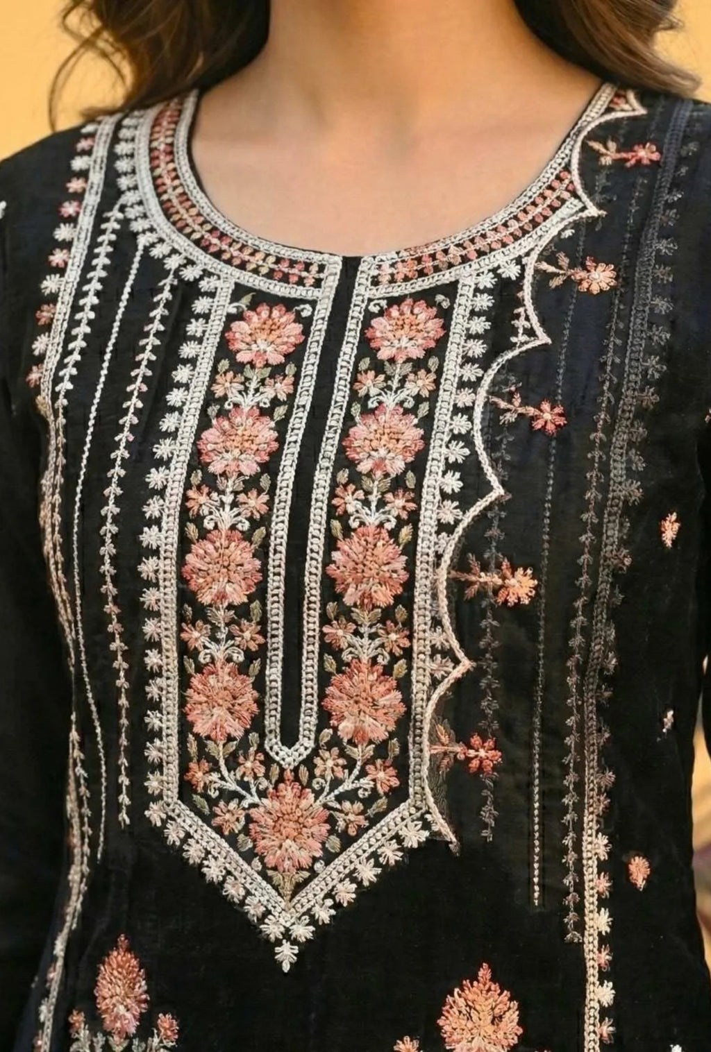 Black Enchanted Noir Embroidered  Suit with Dupatta