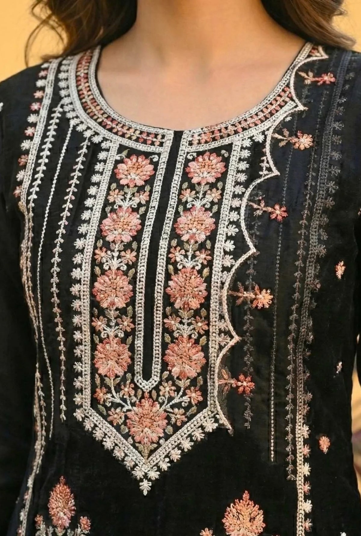 Black Enchanted Noir Embroidered  Suit with Dupatta