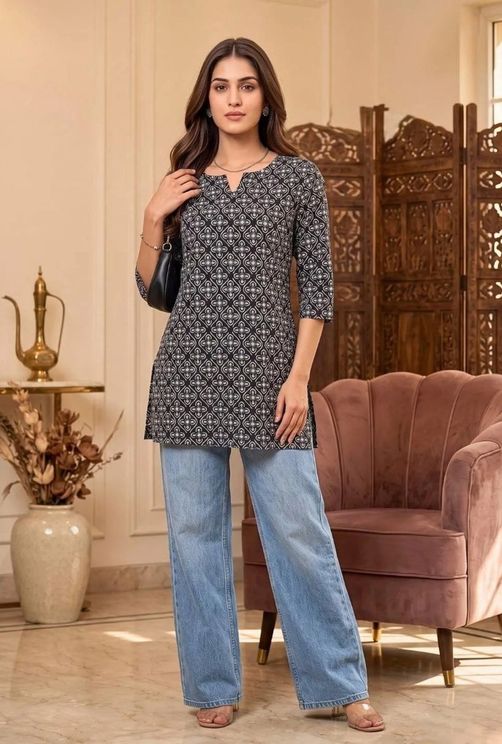 Monochrome Muse  Short Kurti